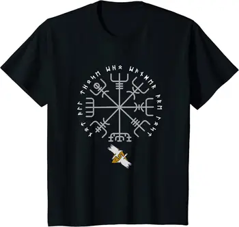 Не всички Скитащи загубени | Тениска Nordic rune бронирана Vegvisir от 100% памук кръгло деколте и къс ръкав, ежедневни мъжки t-shirt, Размер S-3XL